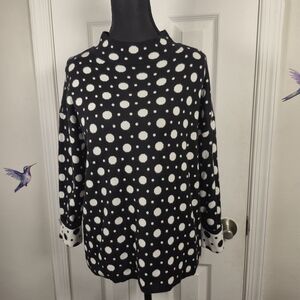 Pina Rossi Polka Dot Oversized Mock Neck Sweater Size M – Cozy Chic Knit Top